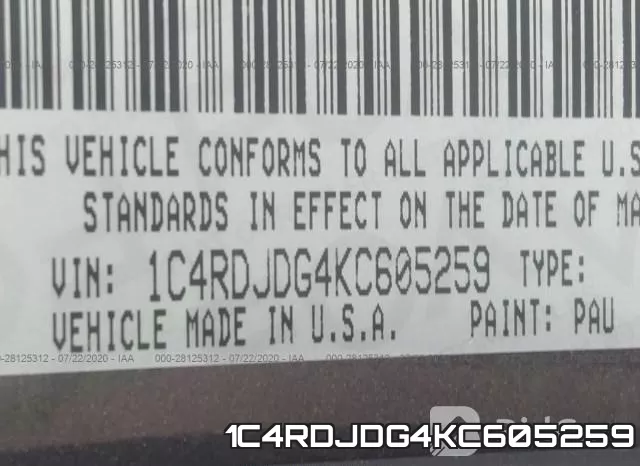 1C4RDJDG4KC605259 фото 10