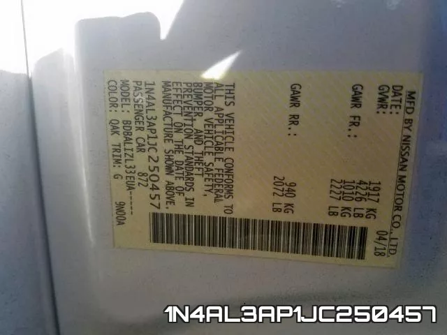 1N4AL3AP1JC250457 фото 2