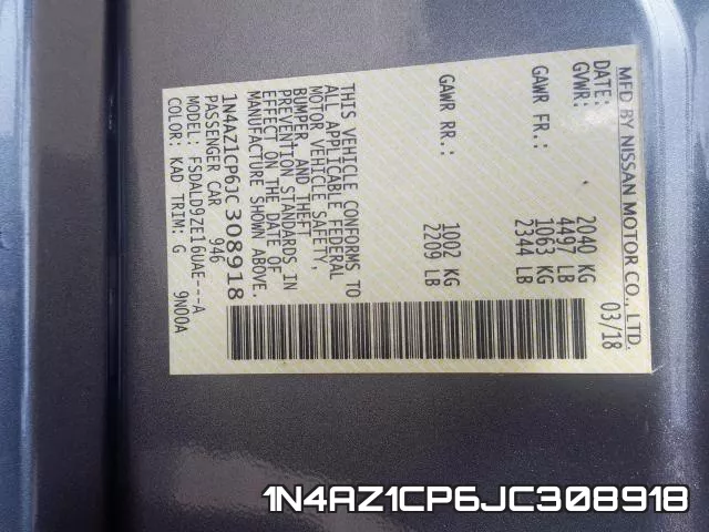 1N4AZ1CP6JC308918 фото 2