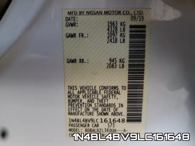 1N4BL4BV9LC161648 фото 2