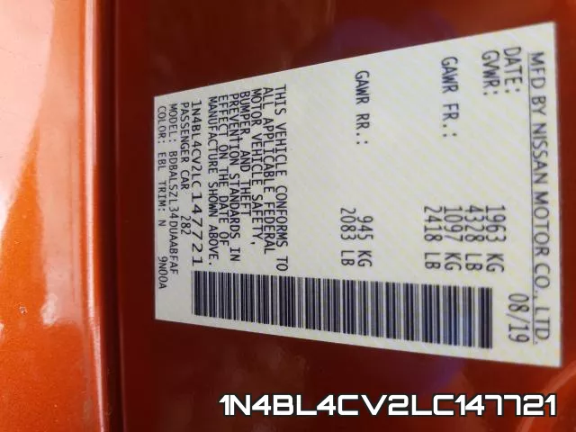 1N4BL4CV2LC147721 фото 2