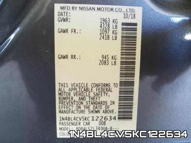1N4BL4CV5KC122634 фото 2