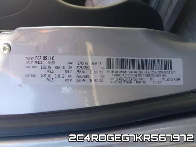 2C4RDGEG7KR567972 фото 2