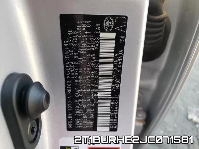 2T1BURHE2JC071581 фото 2