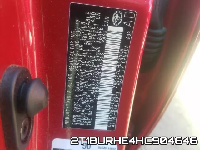 2T1BURHE4HC904646 фото 2