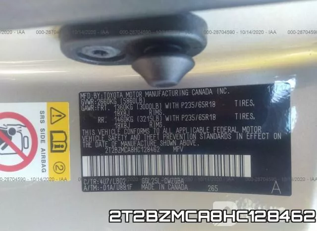 2T2BZMCA8HC128462 фото 10