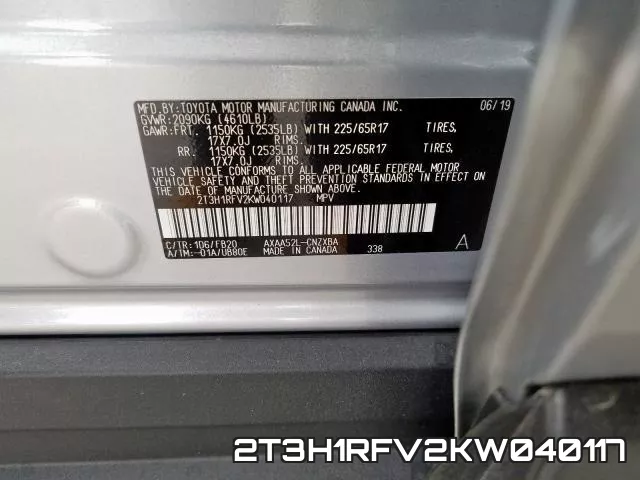 2T3H1RFV2KW040117 фото 2
