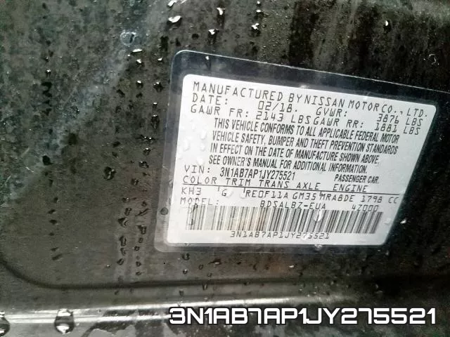 3N1AB7AP1JY275521 фото 2