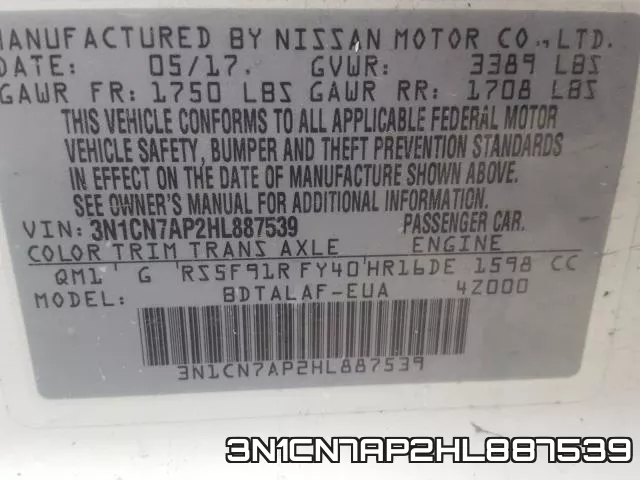 3N1CN7AP2HL887539 фото 2