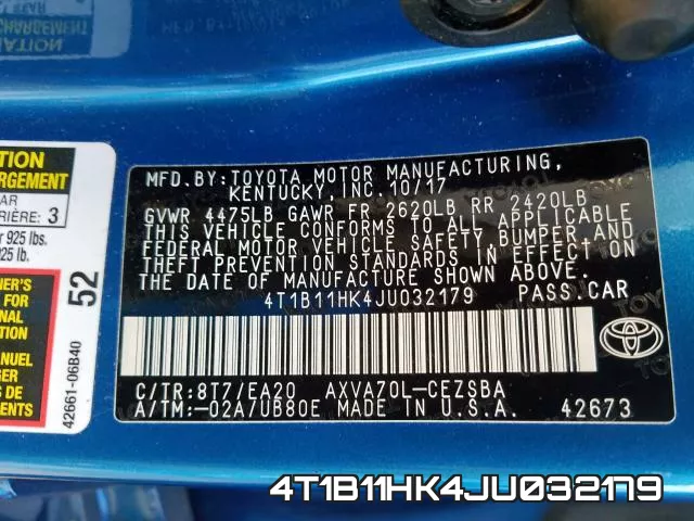 4T1B11HK4JU032179 фото 2