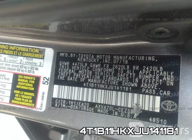 4T1B11HKXJU141181 фото 10