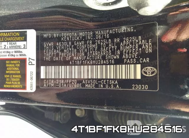 4T1BF1FK8HU284516 фото 10