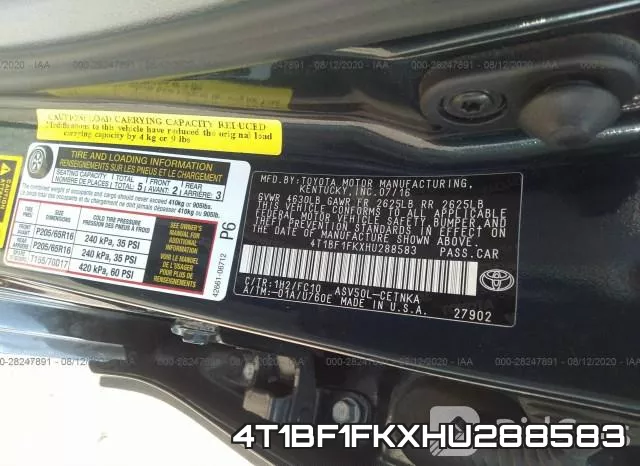 4T1BF1FKXHU288583 фото 10