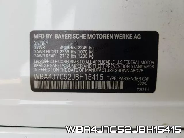 WBA4J7C52JBH15415 фото 2
