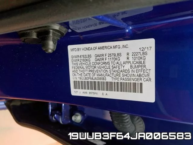 19UUB3F64JA006583 фото 2