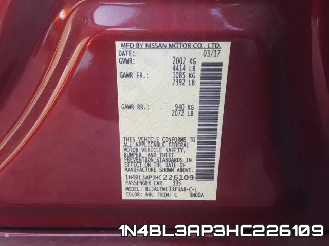 1N4BL3AP3HC226109 фото 2