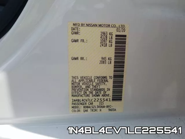 1N4BL4CV7LC225541 фото 2