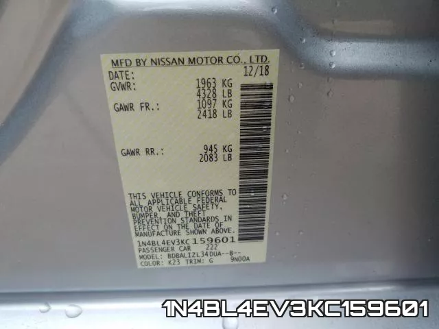1N4BL4EV3KC159601 фото 2