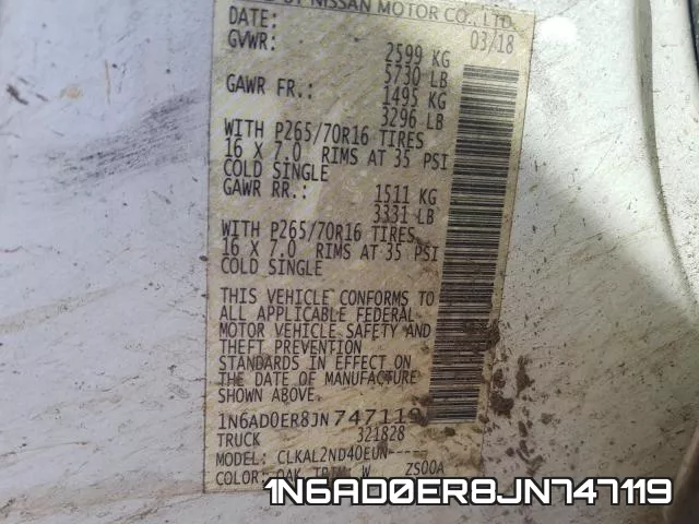 1N6AD0ER8JN747119 фото 2