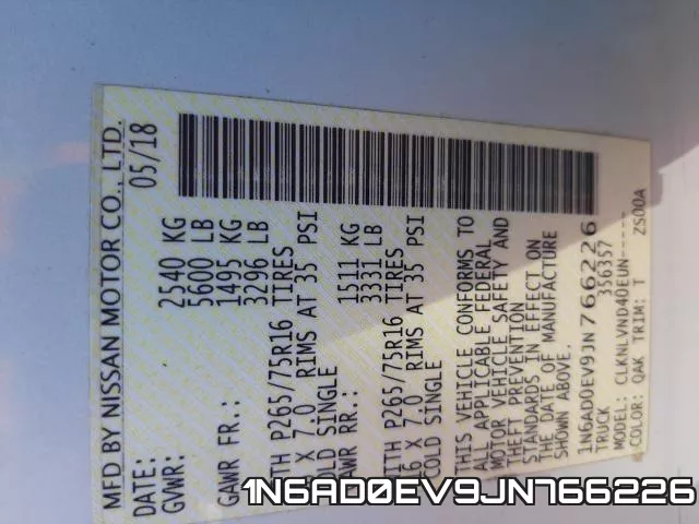 1N6AD0EV9JN766226 фото 2