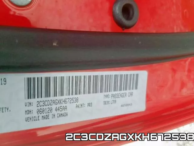 2C3CDZAGXKH672538 фото 2