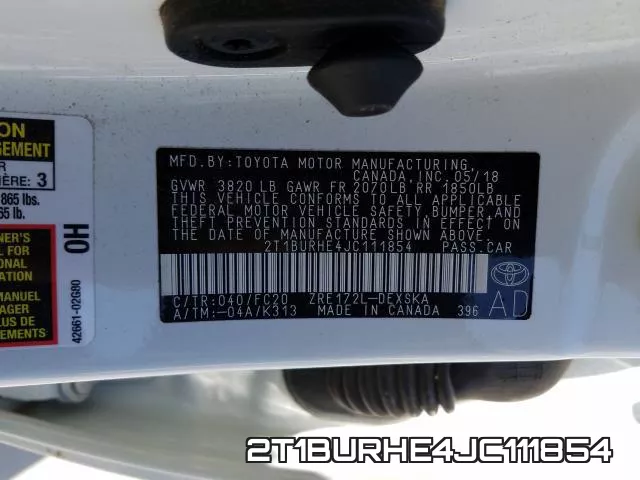 2T1BURHE4JC111854 фото 2