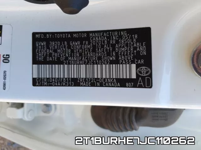 2T1BURHE7JC110262 фото 2