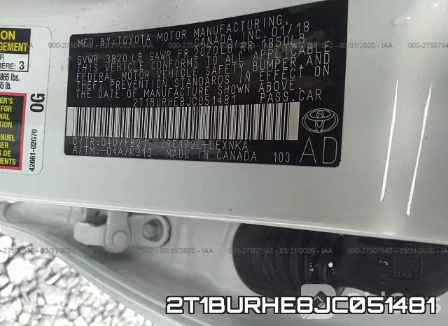2T1BURHE8JC051481 фото 10