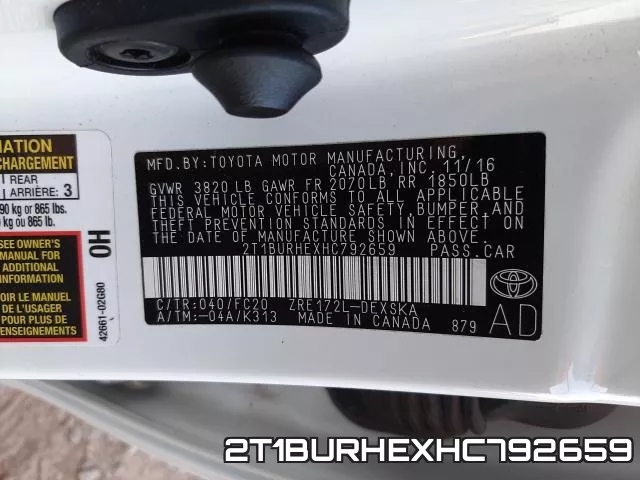 2T1BURHEXHC792659 фото 2