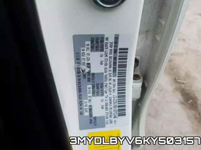 3MYDLBYV6KY503157 фото 2