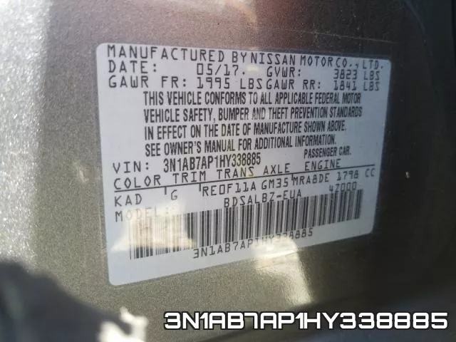 3N1AB7AP1HY338885 фото 2