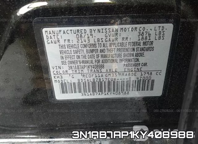 3N1AB7AP1KY408988 фото 10