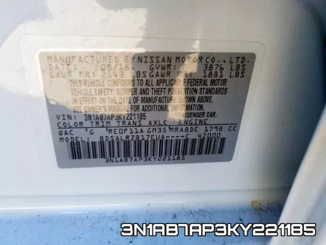 3N1AB7AP3KY221185 фото 2