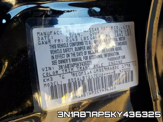 3N1AB7AP5KY436325 фото 2