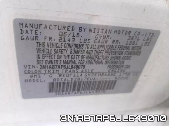 3N1AB7AP6JL649070 фото 2