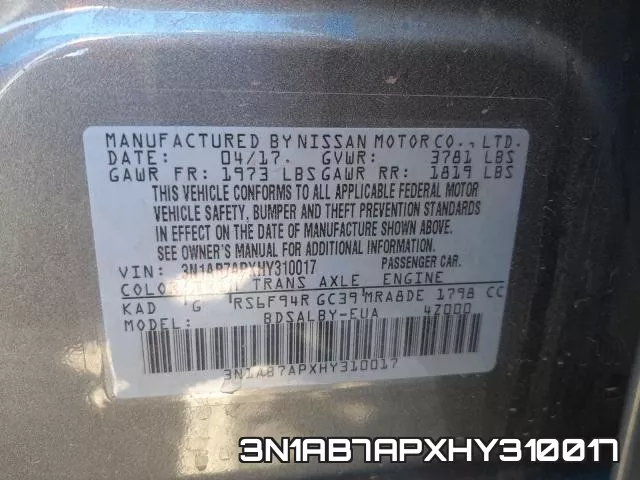 3N1AB7APXHY310017 фото 2