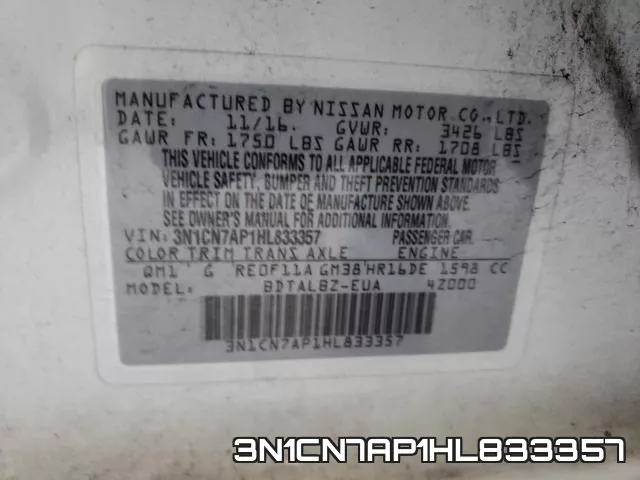 3N1CN7AP1HL833357 фото 2