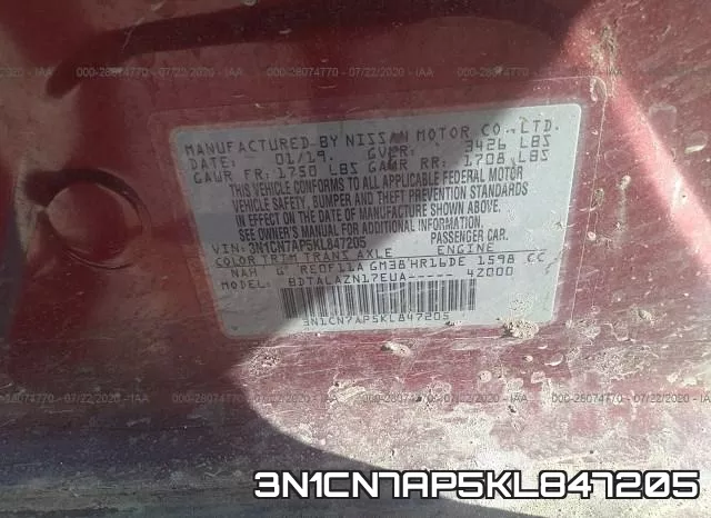 3N1CN7AP5KL847205 фото 10