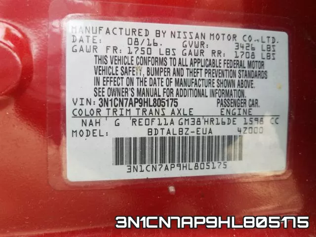 3N1CN7AP9HL805175 фото 2