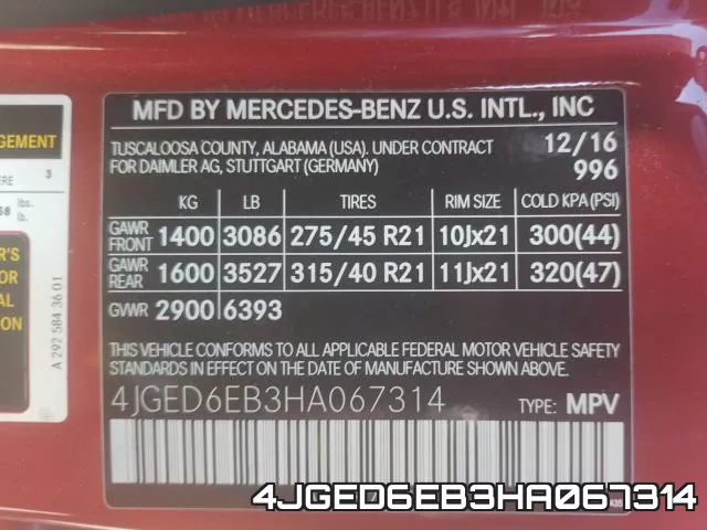 4JGED6EB3HA067314 фото 2