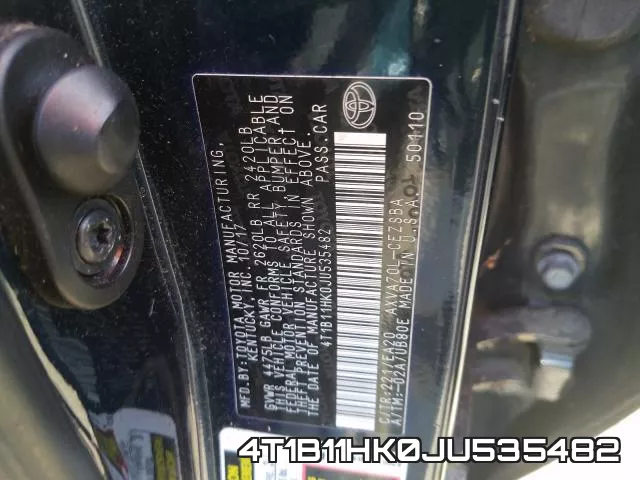 4T1B11HK0JU535482 фото 2
