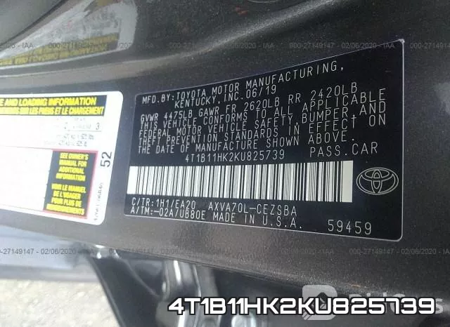 4T1B11HK2KU825739 фото 10