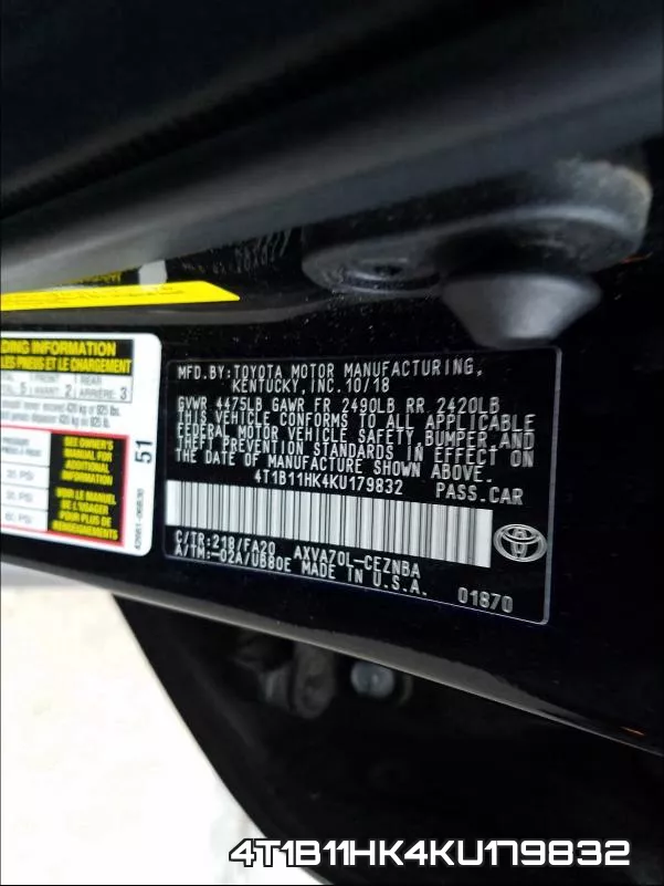4T1B11HK4KU179832 фото 2
