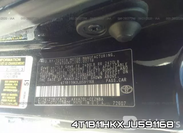 4T1B11HKXJU591168 фото 10