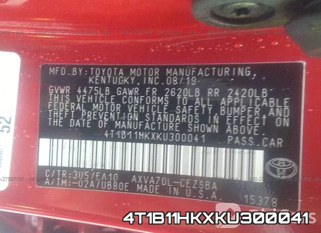 4T1B11HKXKU300041 фото 10