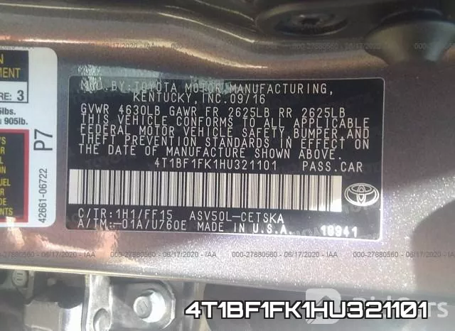 4T1BF1FK1HU321101 фото 10