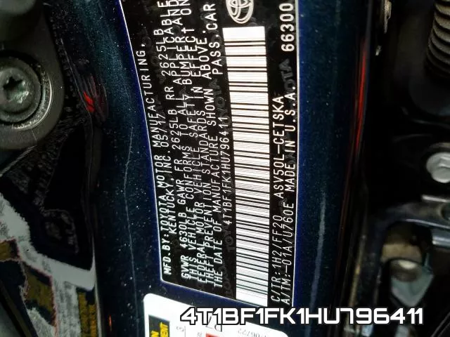 4T1BF1FK1HU796411 фото 2
