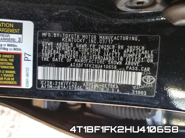 4T1BF1FK2HU410658 фото 2