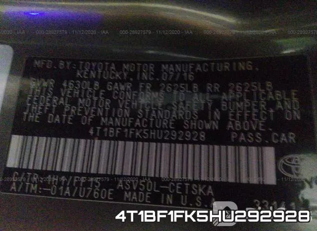 4T1BF1FK5HU292928 фото 10