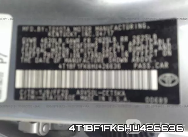 4T1BF1FK6HU426636 фото 10